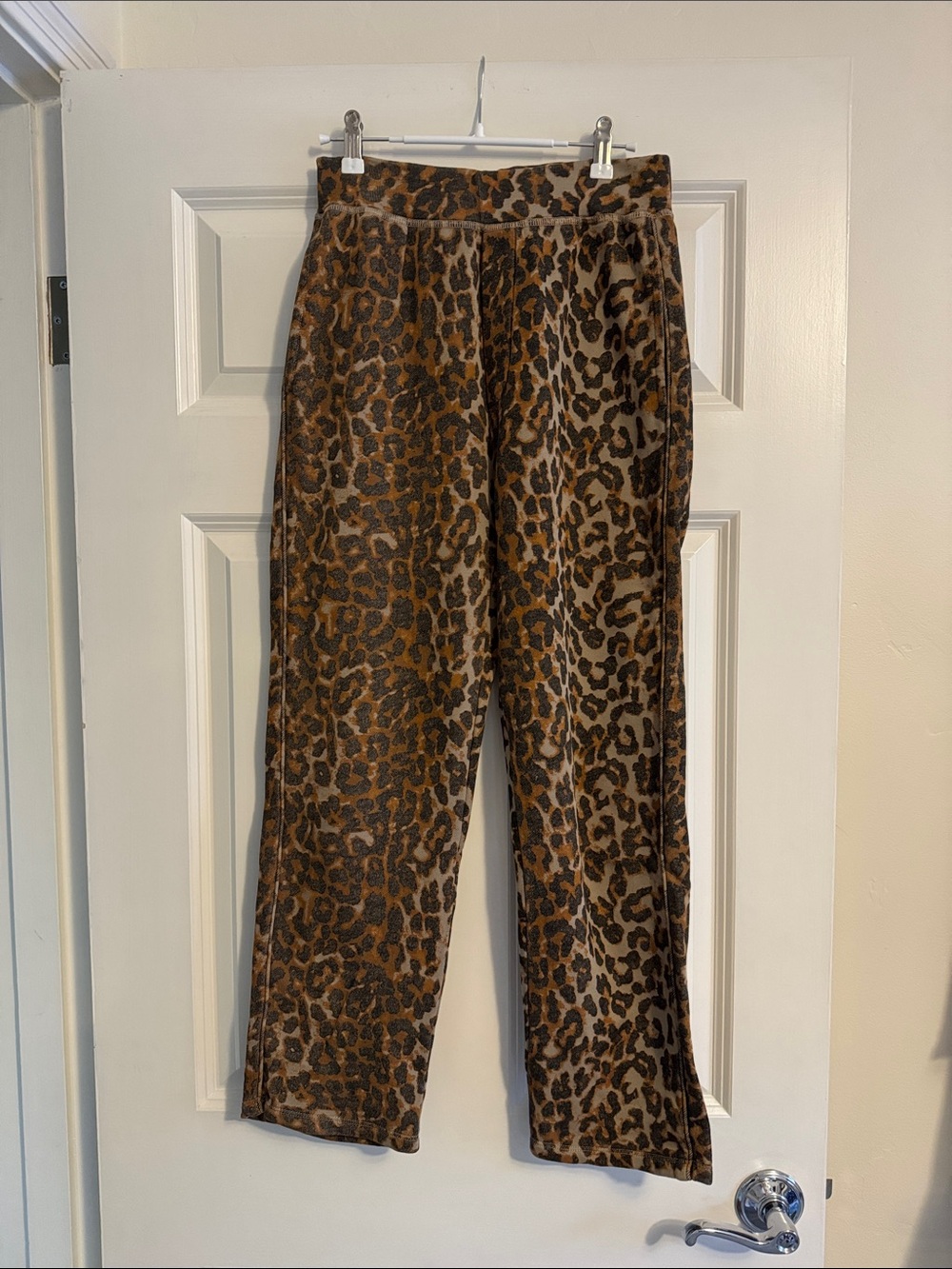 Leopard Print Wide-Leg Pants - Brown